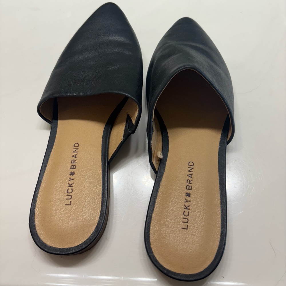 Lucky Brand Women's Black Leather Mules